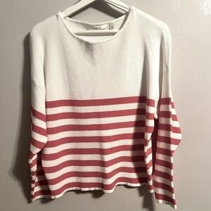 Cyrus - Red and white sweater Size L. Sailor core bin (338) coastal